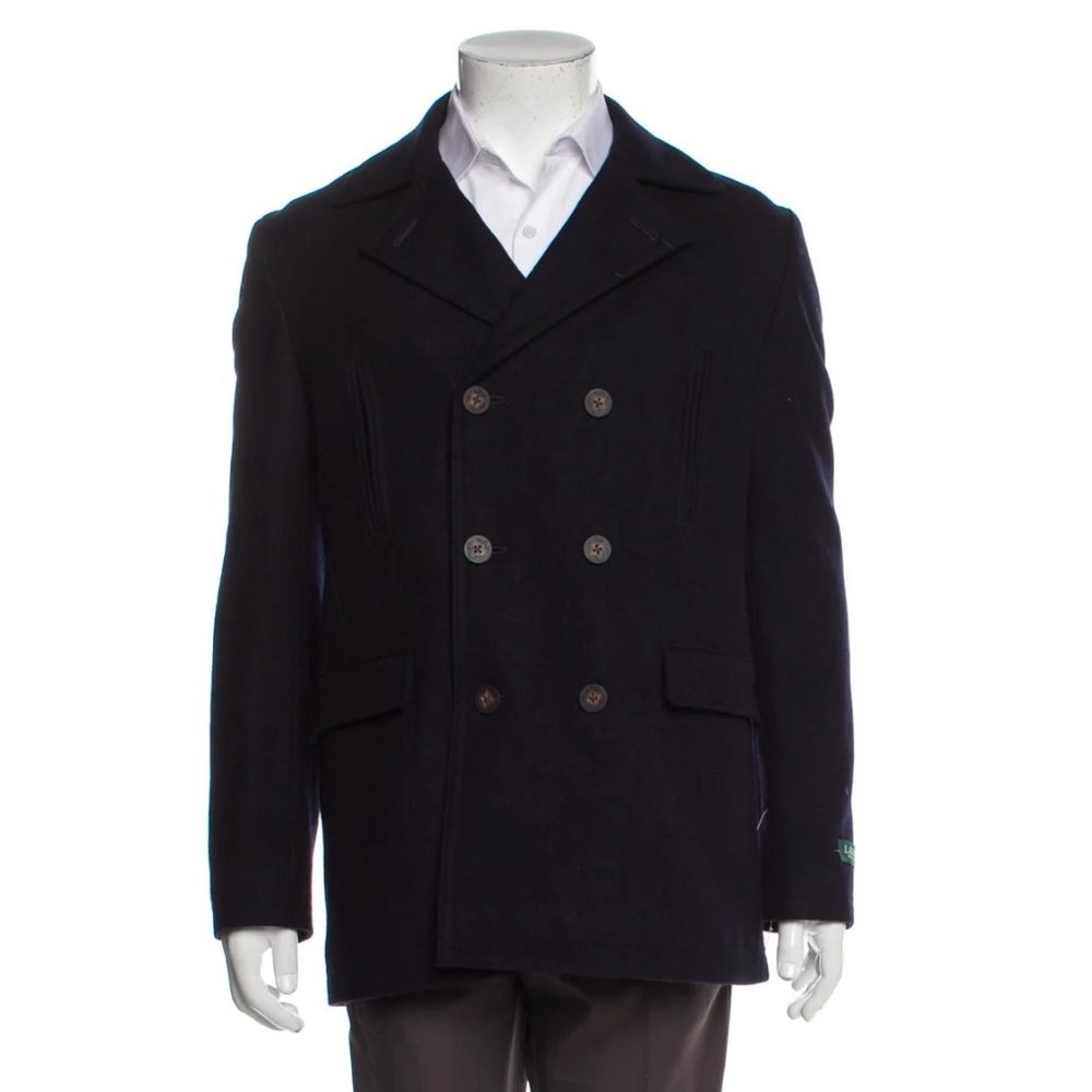 NWOT Ralph Lauren L wool/poly navy pea coat
